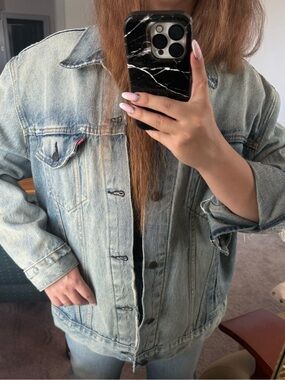 Levi's Light Blue Distressed Denim Oversized Jacket